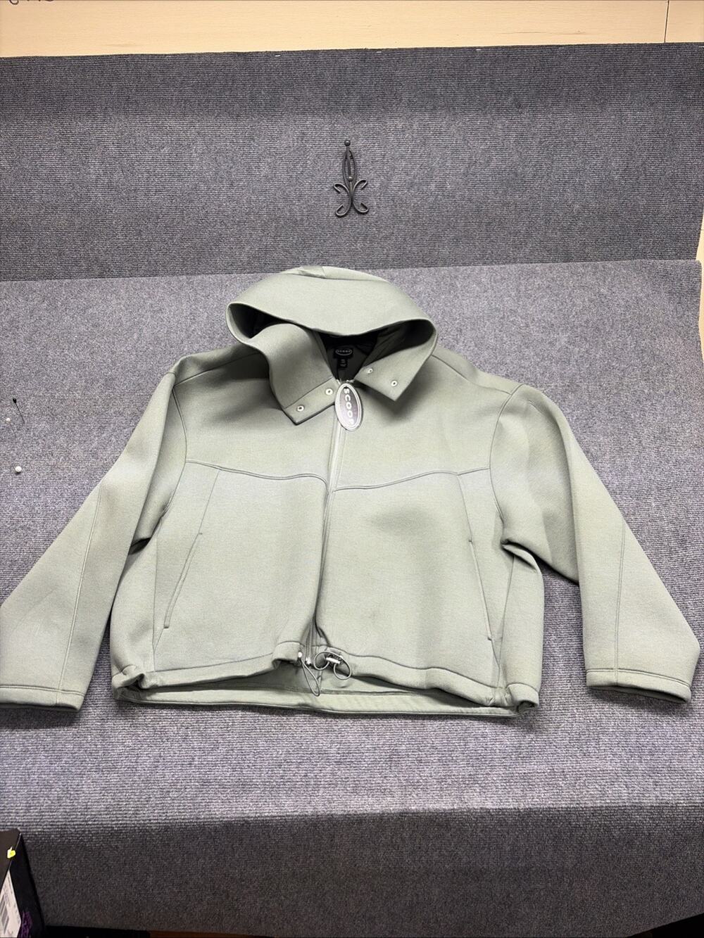 Scoop Hooded Neoprene Oversized Jacket Women’s Size XXL Green Full Zip